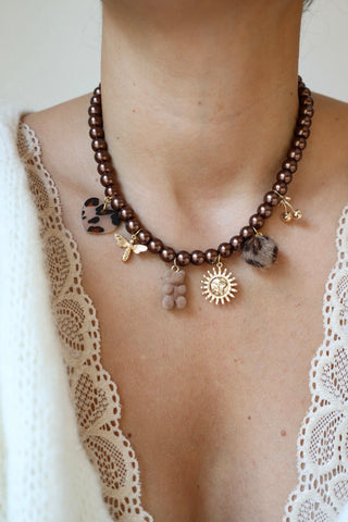 COLLIER PERLES DORÉ
