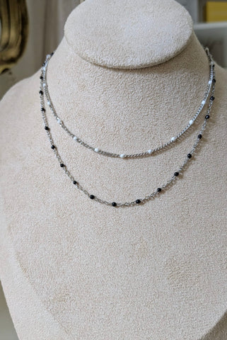 COLLIER BILLES DE COULEUR ARGENTÉ